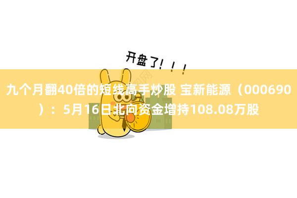 九个月翻40倍的短线高手炒股 宝新能源（000690）：5月16日北向资金增持108.08万股