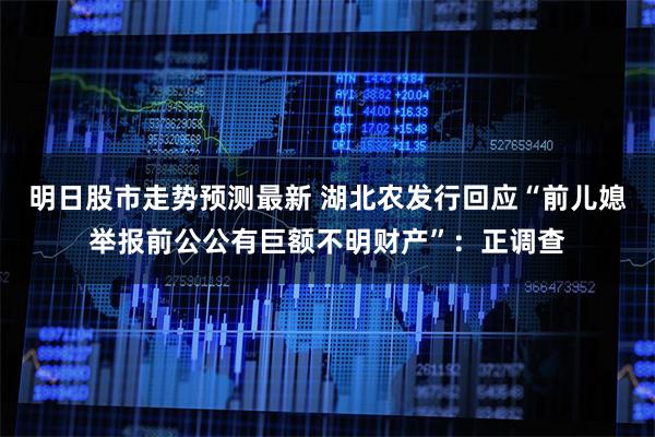 明日股市走势预测最新 湖北农发行回应“前儿媳举报前公公有巨额不明财产”：正调查