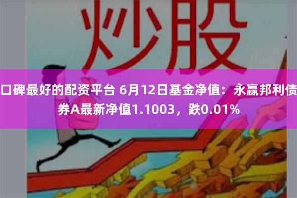 口碑最好的配资平台 6月12日基金净值：永赢邦利债券A最新净值1.1003，跌0.01%