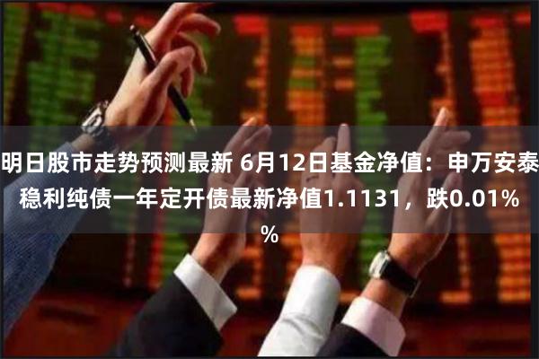 明日股市走势预测最新 6月12日基金净值：申万安泰稳利纯债一年定开债最新净值1.1131，跌0.01%